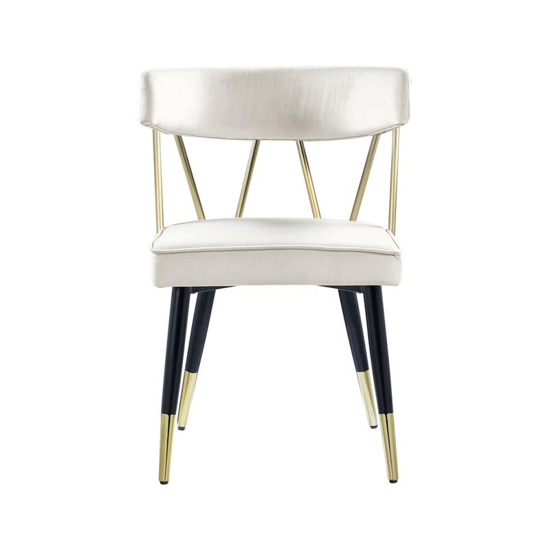 Maklaine Contemporary Velvet Dining Chair in White (Set of 2)