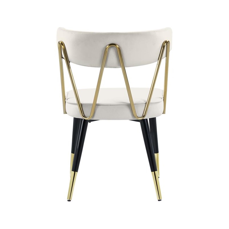 Maklaine Contemporary Velvet Dining Chair in White (Set of 2)