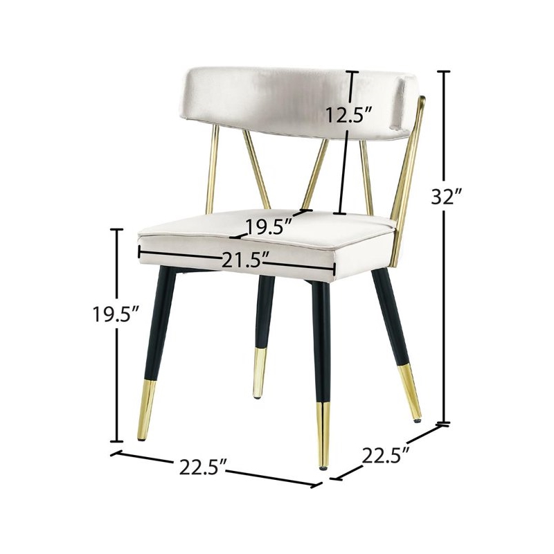 Maklaine Contemporary Velvet Dining Chair in White (Set of 2)