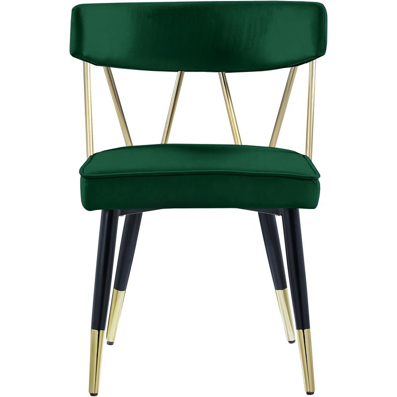 Maklaine Contemporary Velvet Dining Chair in Green (Set of 2)
