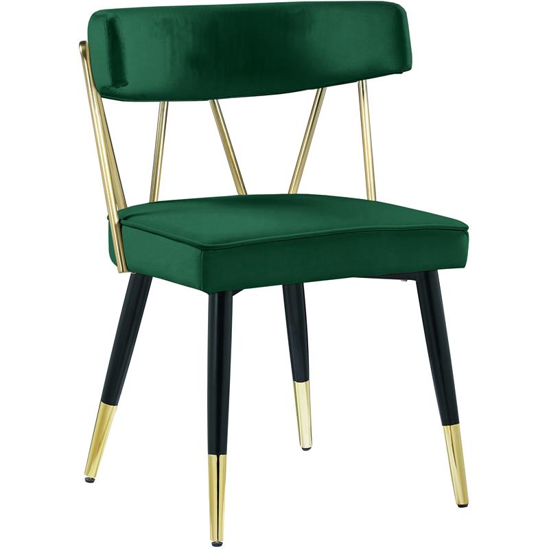 Maklaine Contemporary Velvet Dining Chair in Green (Set of 2)