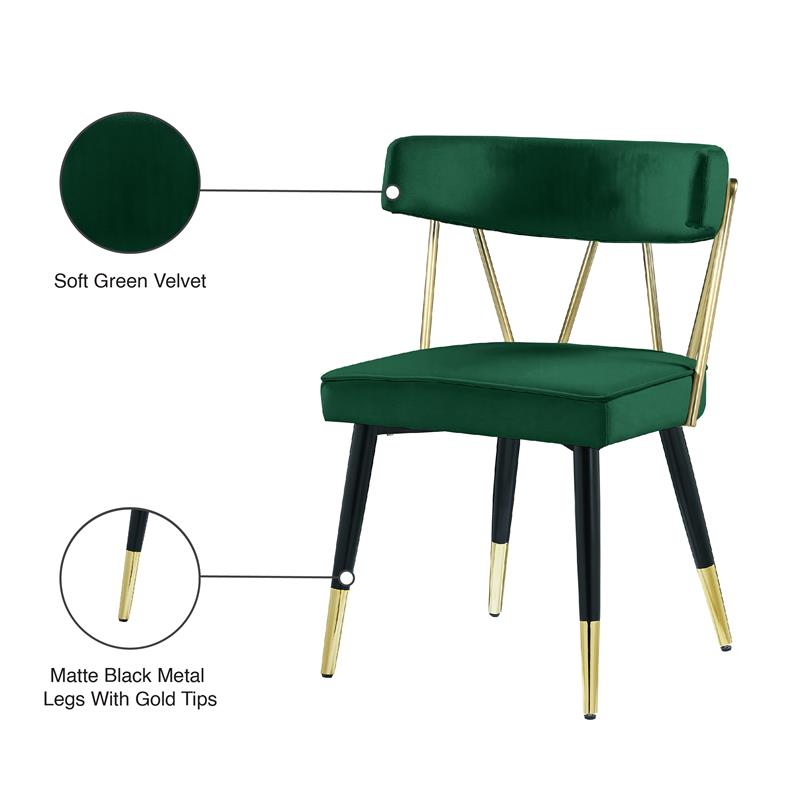 Maklaine Contemporary Velvet Dining Chair in Green (Set of 2)