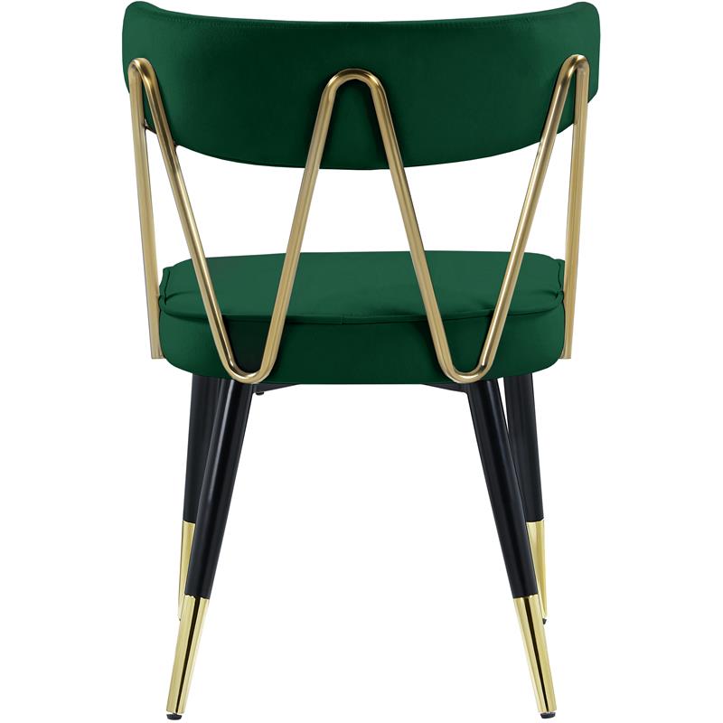Maklaine Contemporary Velvet Dining Chair in Green (Set of 2)