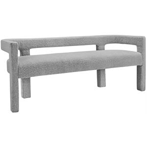 maklaine modern / contemporary gray finish boucle fabric bench