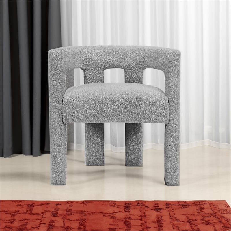 Maklaine Contemporary Boucle Accent Dining Chair in Gray