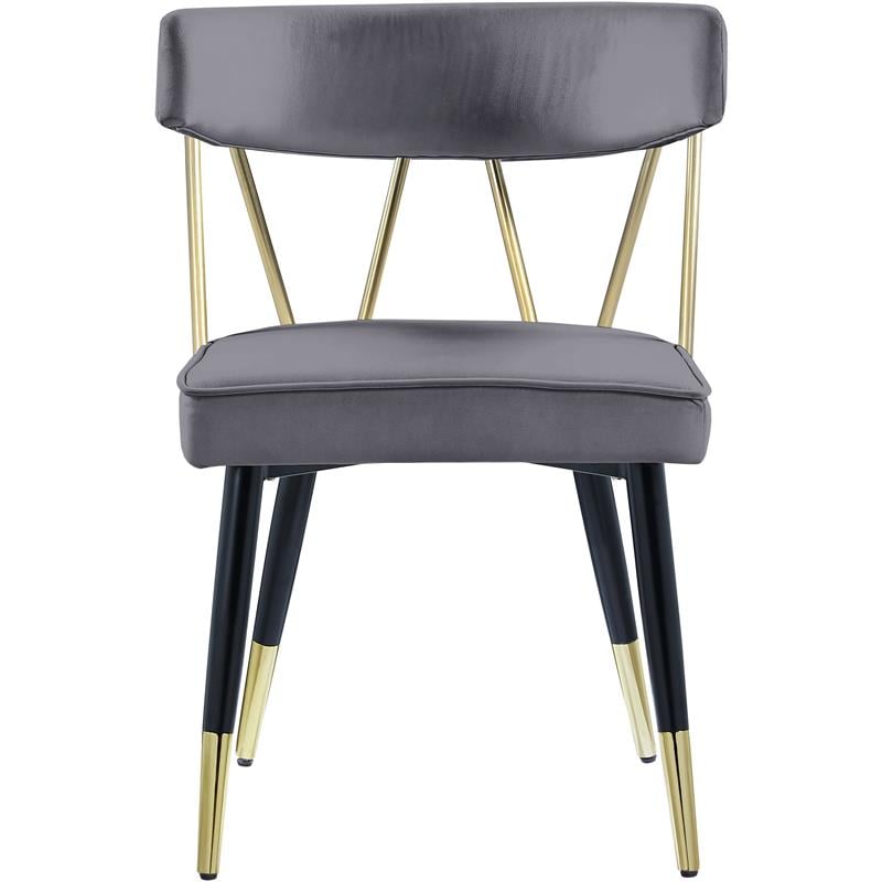 Maklaine Contemporary Velvet Dining Chair in Soft Gray (Set of 2)