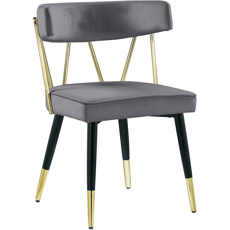 Maklaine Contemporary Velvet Dining Chair in Soft Gray (Set of 2)