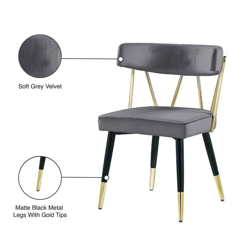 Maklaine Contemporary Velvet Dining Chair in Soft Gray (Set of 2)