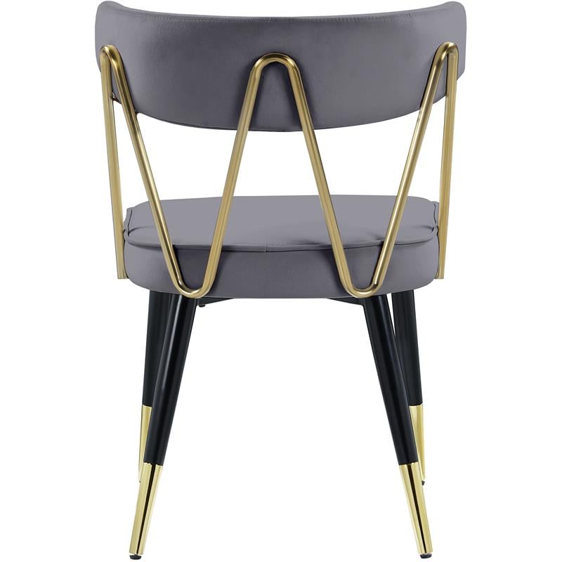 Maklaine Contemporary Velvet Dining Chair in Soft Gray (Set of 2)