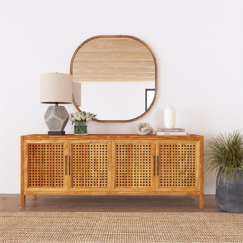 Maklaine Modern / Contemporary Wooden Server in Brown Finish