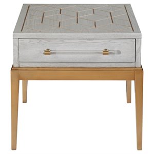 Maklaine Modern Wood Rectangular End Table in Soft Graphite Gray