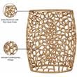 Maklaine Scrollwork Contemporary Solid Aluminum End Table in Rich Gold