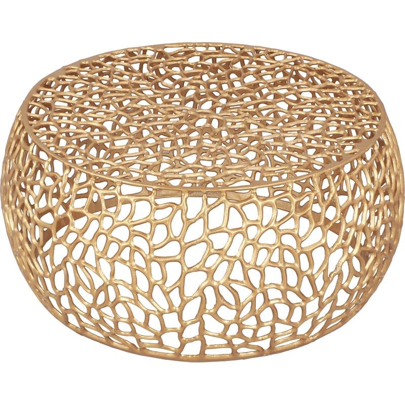 Maklaine Scrollwork Modern Solid Aluminum Coffee Table in Rich Gold