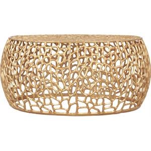 Maklaine Scrollwork Modern Solid Aluminum Coffee Table in Rich Gold