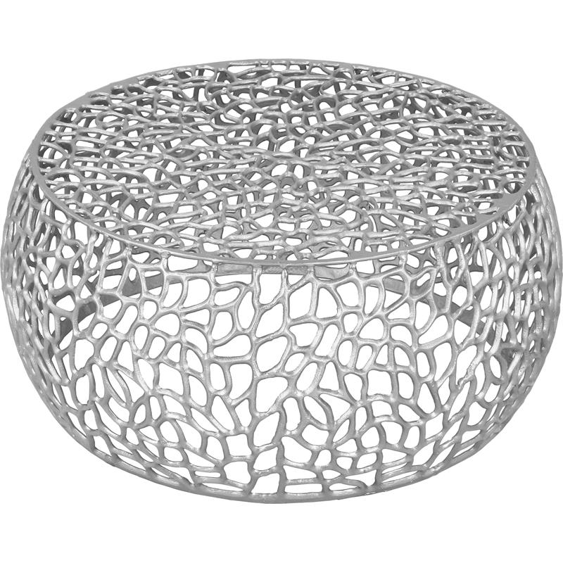 Maklaine Scrollwork Modern Solid Aluminum Coffee Table in Silver