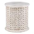 Maklaine Modern Wood Hand Carved Side Accent Table in White Finish