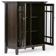 Maklaine Traditional Wood Medium Cabinet with 2 Tempered Glass Doors in Brown