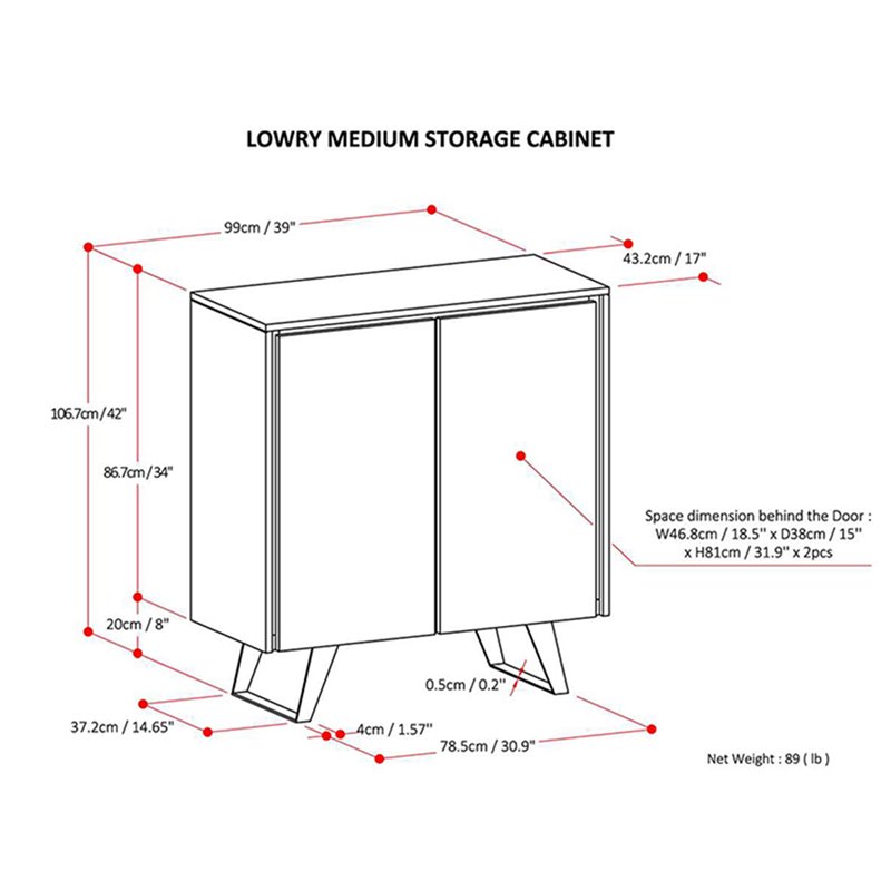 Maklaine Modern / Contemporary Medium Storage Cabinet in Charcoal Brown