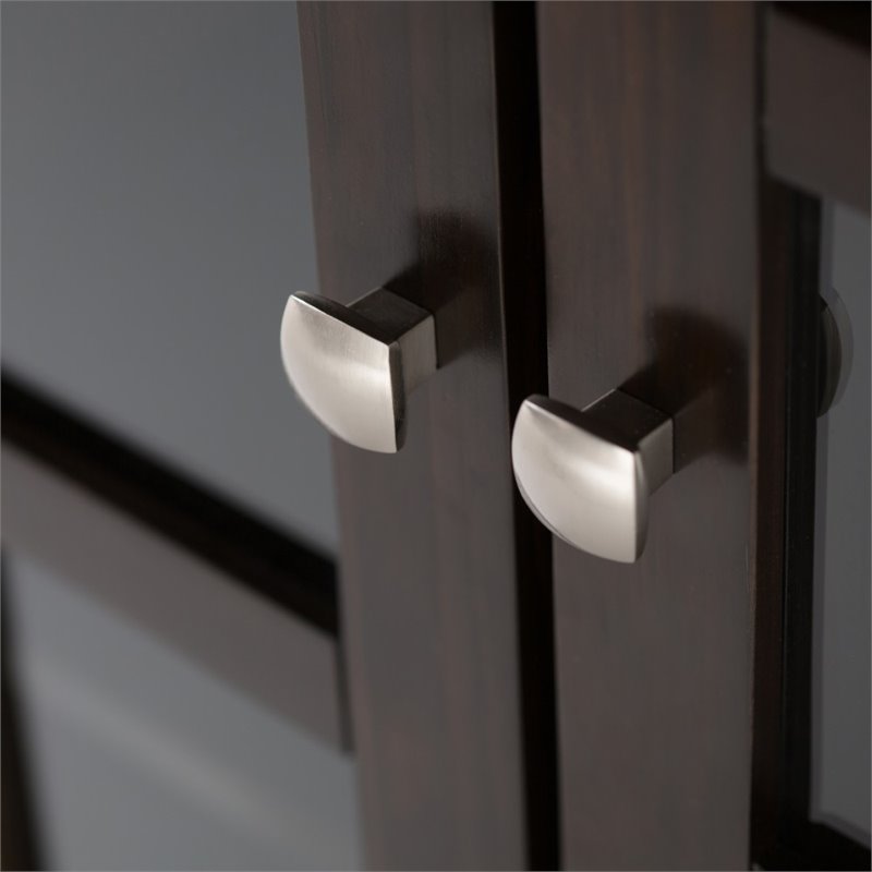 Maklaine 3 Doors Transitional Solid Wood Cabinet in Brunette Brown
