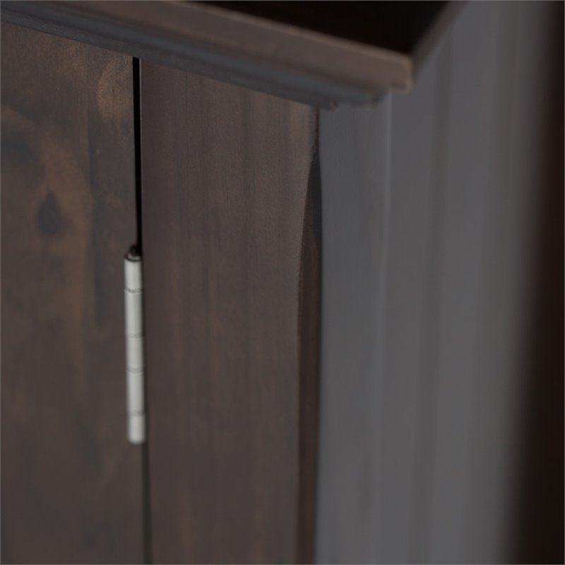Maklaine 3 Doors Transitional Solid Wood Cabinet in Brunette Brown