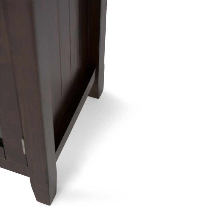 Maklaine 3 Doors Transitional Solid Wood Cabinet in Brunette Brown