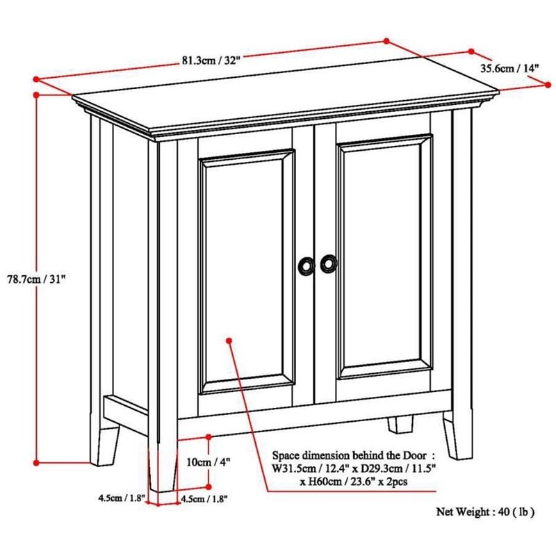 Maklaine Modern / Contemporary Solid Wood Low Storage Cabinet in Hickory Brown