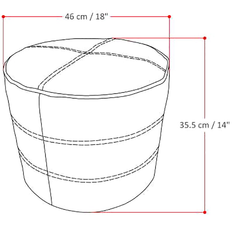 Maklaine Modern / Contemporary Round Pouf in Distressed Brown Genuine Leather