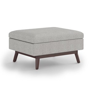 Maklaine Rectangle Coffee Table Storage Ottoman in Cloud Gray Polyester Fabric