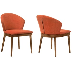 Maklaine 19&quot Modern Fabric Dining Side Chairs in Orange (Set of 2)