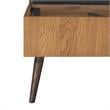 Maklaine Rustic Oak Wood Upholstered Faux Leather Queen Platform Bed