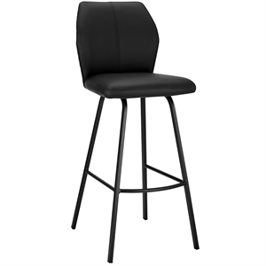 Maklaine 26&quot Modern Faux Leather/Metal Counter Stool in Black