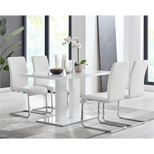 Maklaine 39&quot Modern Faux Leather Dining Chair in Gray (Set of 2)