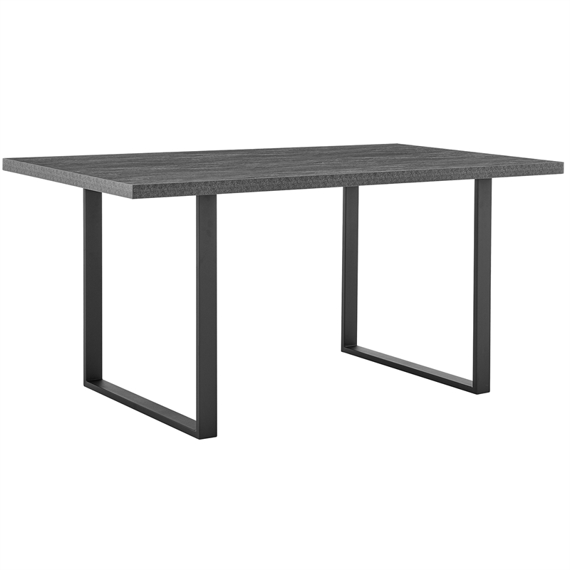 Maklaine Contemporary Wood/Metal Dining Table in Charcoal/Black