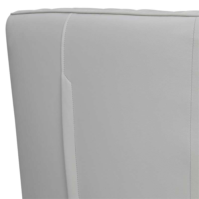 Maklaine Modern Genuine Leather Swivel Barrel Chair in Dove Gray