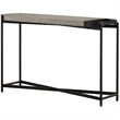 Maklaine Modern Metal/Concrete Stone Console Table in Gray/Black