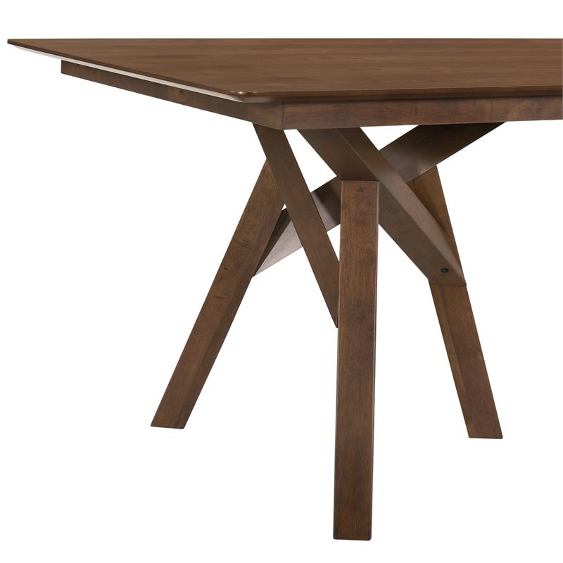 Maklaine Modern Rubberwood and Veneer Dining Table in Walnut