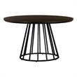 Maklaine Round Contemporary Oak Veneer Wood/Metal Dining Table in Oak
