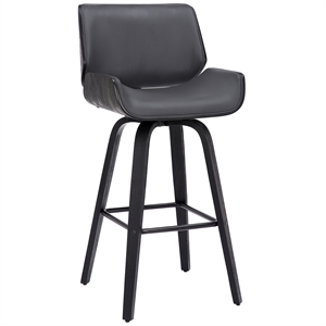 Maklaine 26&quot Contemporary Faux Leather Swivel Counter Stool in Gray