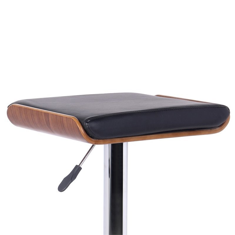 Maklaine Modern Adjustable Faux Leather Bar Stool in Black Finish