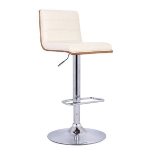Maklaine 32&quot Modern Faux Leather Adjustable Bar Stool in Cream