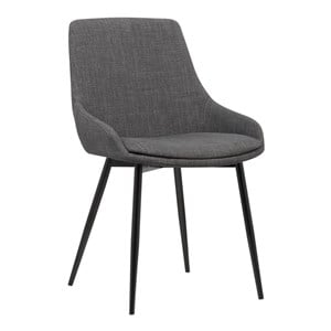 Maklaine Modern Fabric & Metal Dining Chair in Charcoal/Black