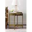 Maklaine Modern Metal/Concrete Finish End Table in Antique Brass/Gray