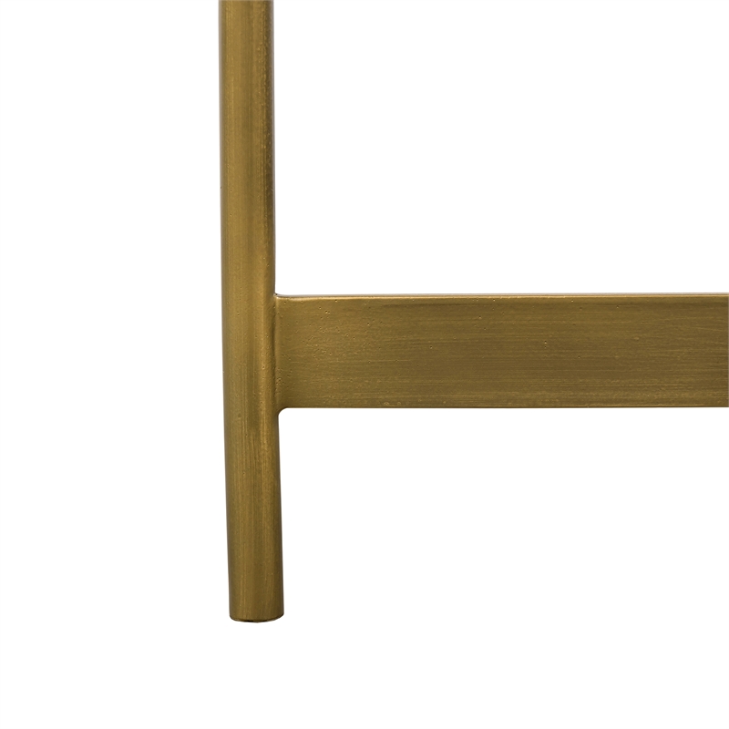 Maklaine Modern Metal/Concrete Finish End Table in Antique Brass/Gray