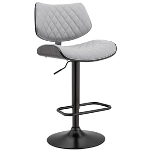 Maklaine 33&quot Modern Faux Leather/Metal/Plywood Bar Stool in Gray/Black