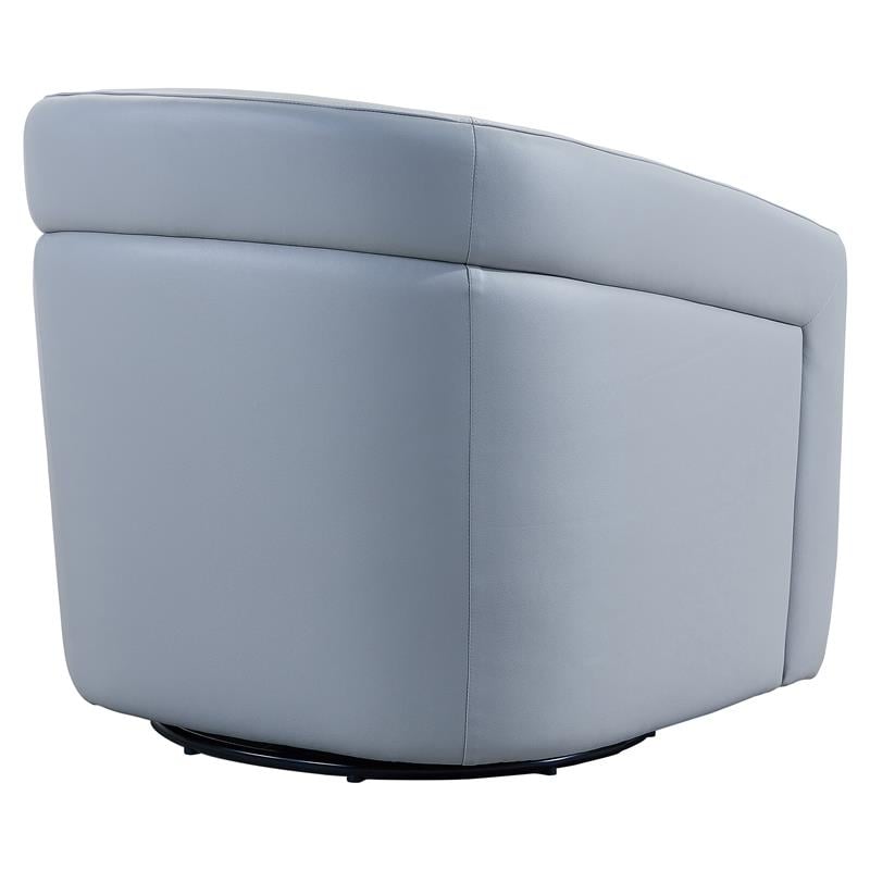Maklaine Modern Genuine Leather Swivel Accent Chair in Dove Gray