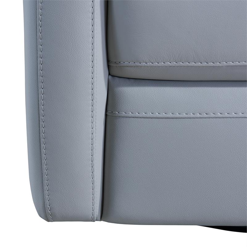 Maklaine Modern Genuine Leather Swivel Accent Chair in Dove Gray