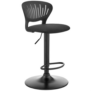 Maklaine 32&quot Modern Metal Adjustable Swivel Barstool in Black