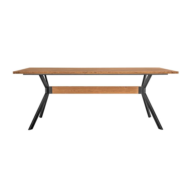 Maklaine Contemporary Solid Oak Wood Dining Table in Balsamic Oak