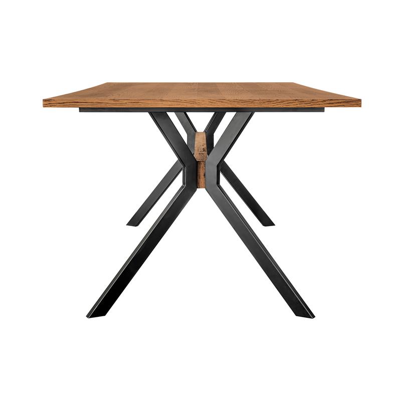 Maklaine Contemporary Solid Oak Wood Dining Table in Balsamic Oak