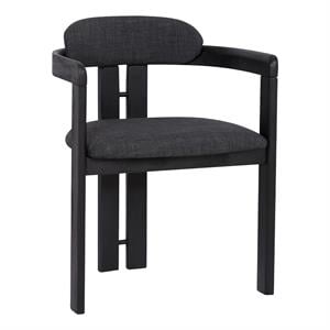 Maklaine 19&quot Modern Fabric Dining Chair in Charcoal Gray/Black (Set of 2)